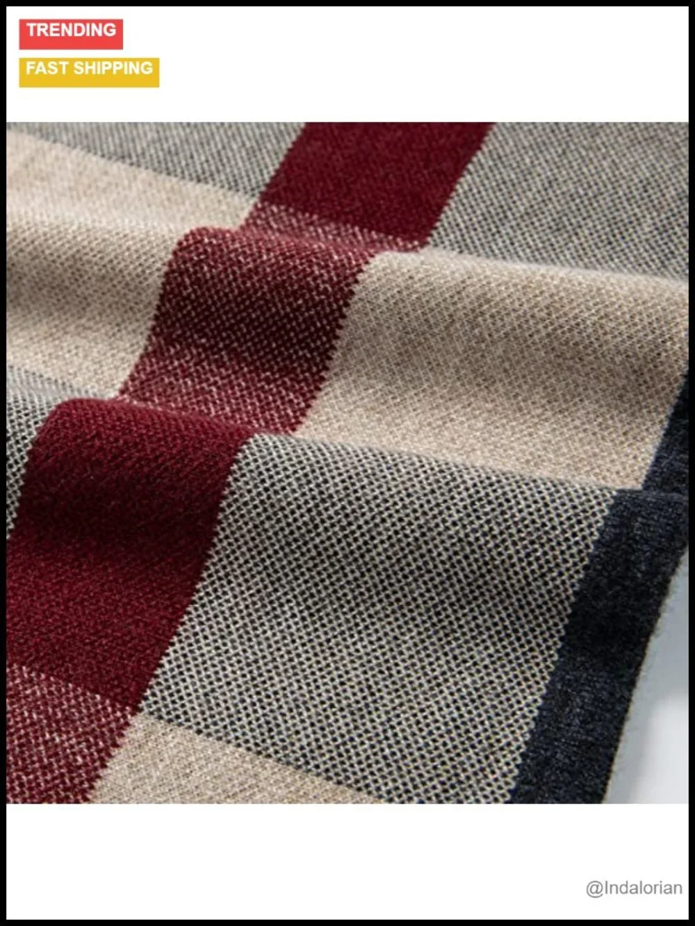 Merino Wool Tartan Plaid Lightweight Winter Scarf with Gift Box